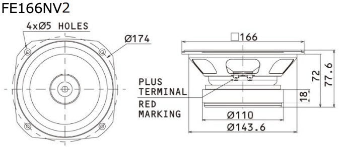 FOSTEX FE166NV2 - outline