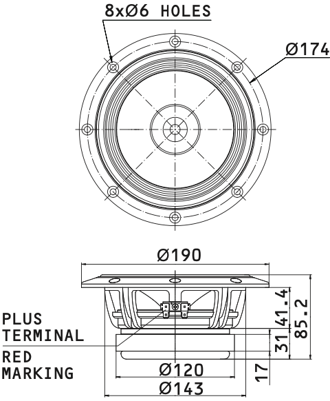 FOSTEX FE168NS - outline