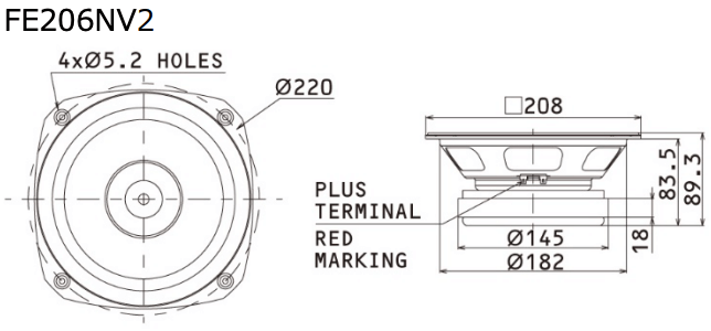 FOSTEX FE206NV2 - outline